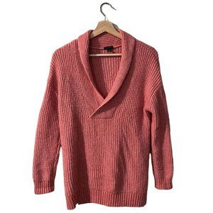 Talbots Pullover Sweater Size XS Shawl Collar Washable Wool Pink Chunky Knit